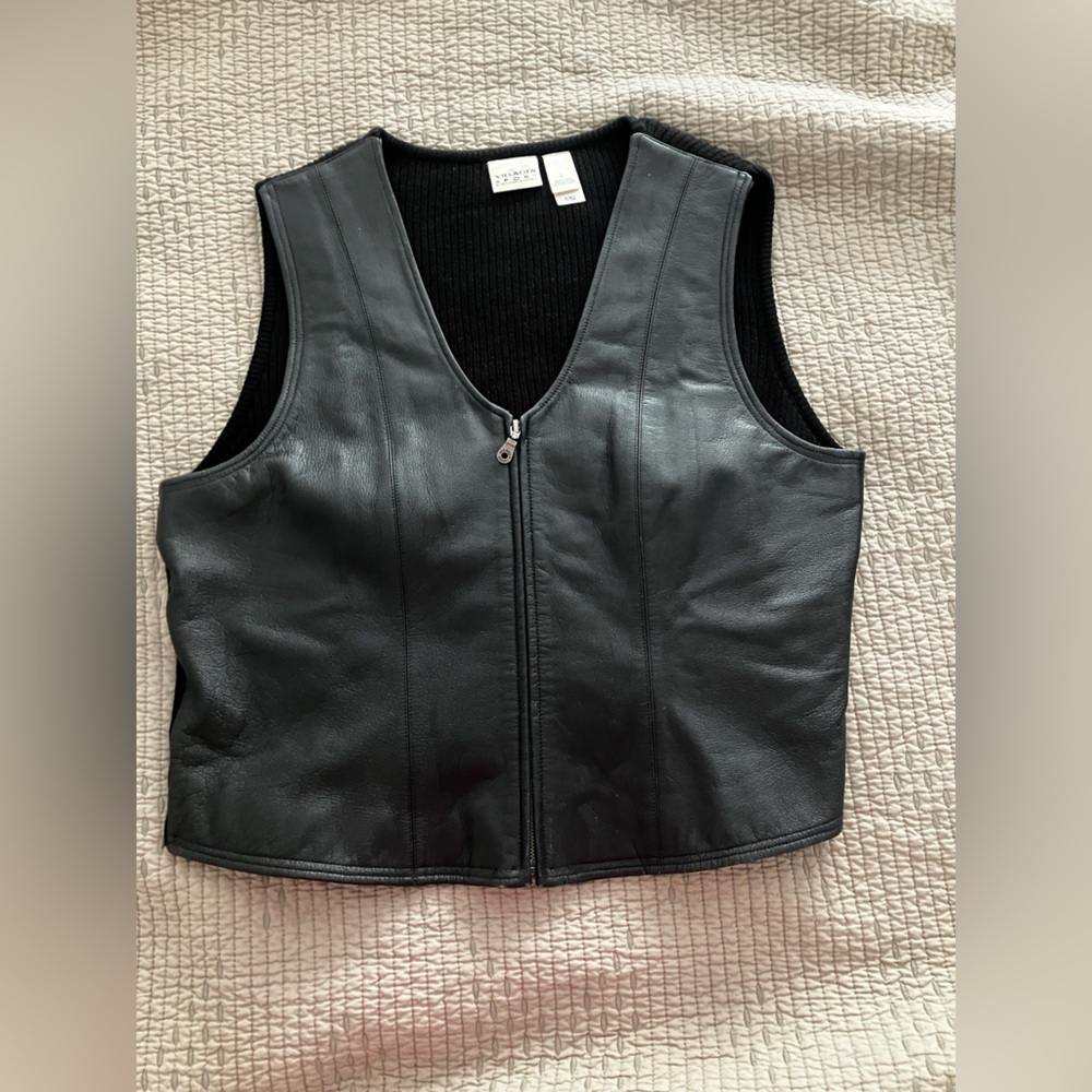 Liz Claiborne Black Leather Vest